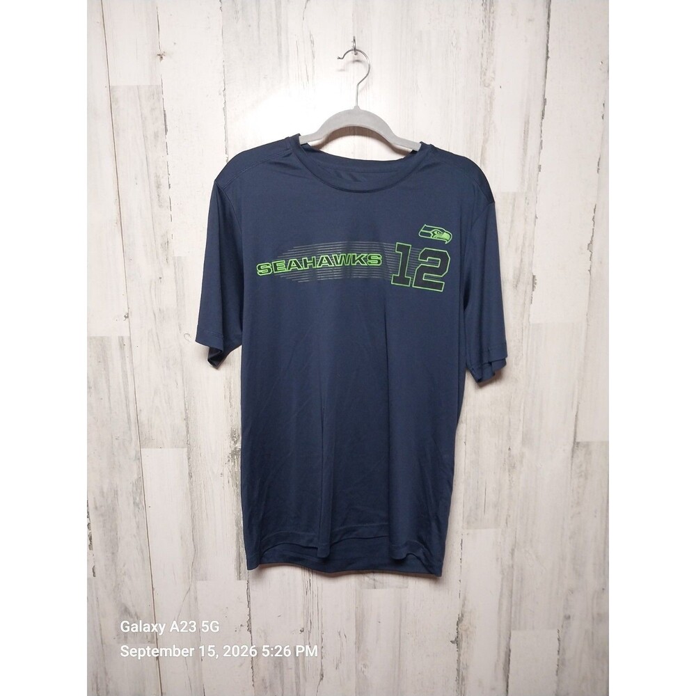 NFL Team Apparel Men's Large Blue Seattle Seahawks Fan Tee Shirt